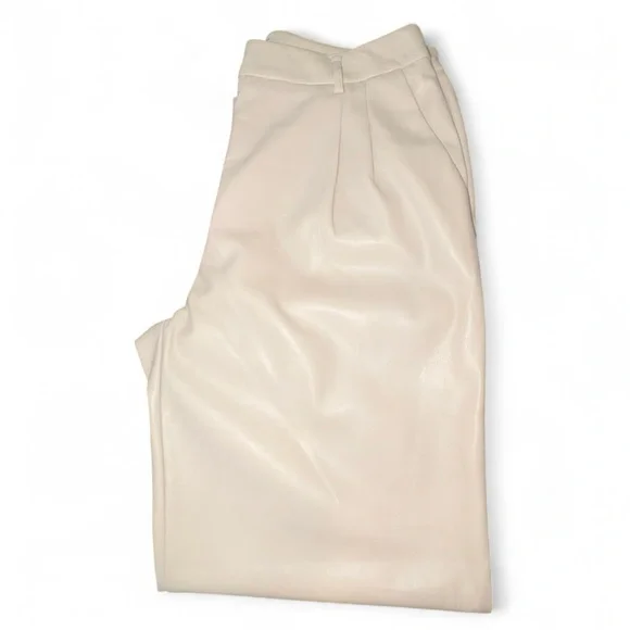 Elegant Cream Vegan Leather Pants! - Picture 4 of 6